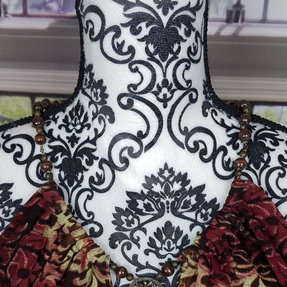 💖💖2 FOR $20💖💖 E BY ECI SLEEVELESS BEADED BURGUNDY & SAGE TOP (M) - Picture 4 of 9